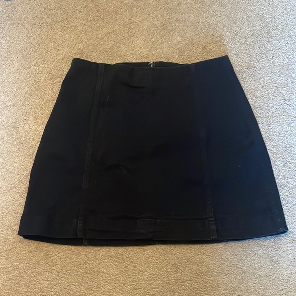 Seamed Denim Mini Skirt Black